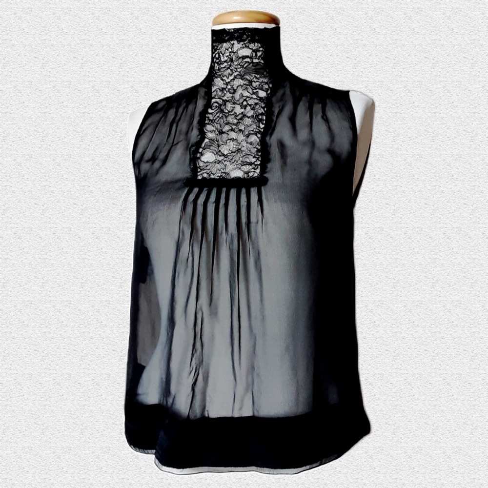 Sz10 ALBERTA FERRETTI ITALIAN SILK Classic Vintage Pure Italian Silk Black Top - Picture 3 of 7